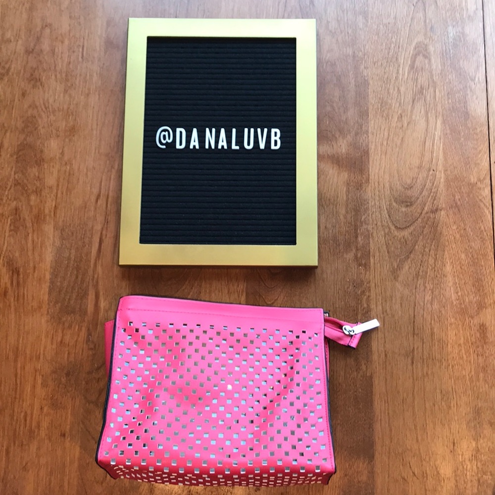 Pink, squares makeup bag from Nordstrom